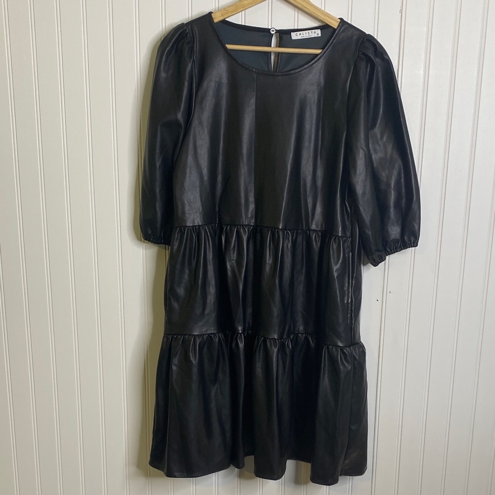 Calista Black‎ Faux Leather Dress